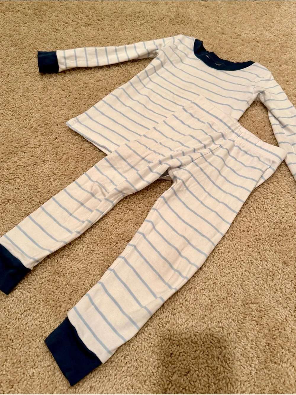 LAKE Kids Blue & White Striped Pajama Set - Classic Long Sleeve Sleepwear